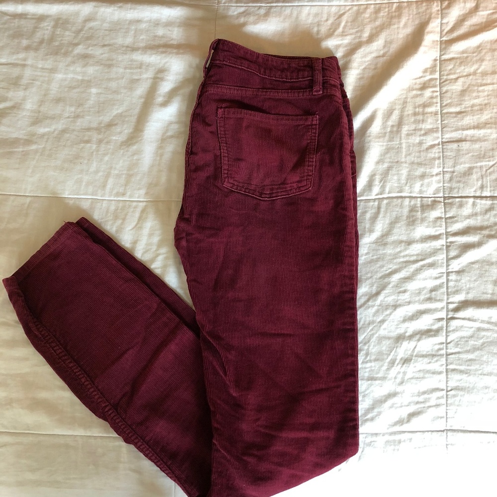 Cranberry American Apparel Corduroy Slim Slacks